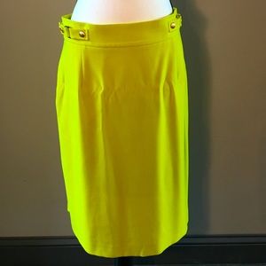 Tahari Bright Lime Yellow Green Skirt